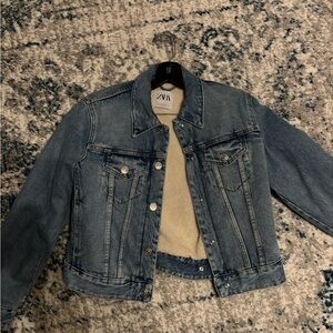 Zara Sherpa denim jacket size medium